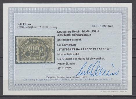 254 - Deutsches Reich Infla Nr. 254 d 
