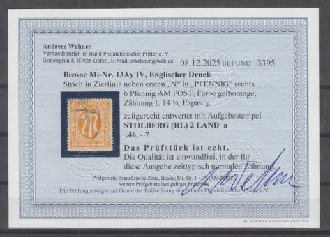 013 - Bizone AM-Post Nr. 13Ay IV 