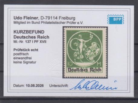 137 - Deutsches Reich Infla Nr. 137 XVII 