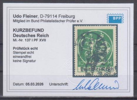 137 - Deutsches Reich Infla Nr. 137 XVII 