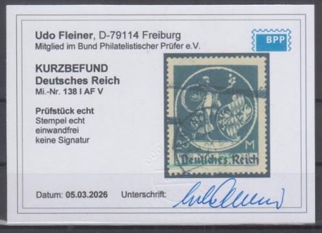 138 - Deutsches Reich Infla Nr. 138 AF V 
