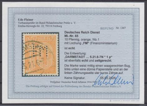 065 - Deutsches Reich Dienst Nr. 65 "FM" 