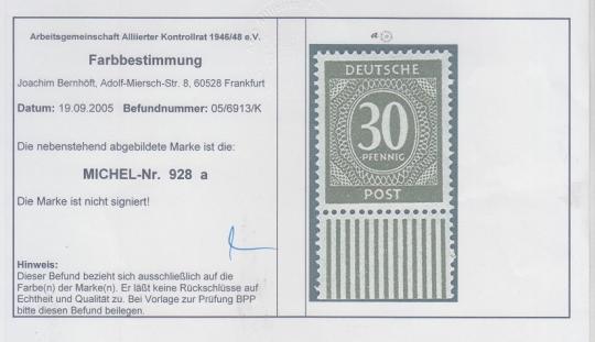 928 - Alliierte Besetzung Nr. 928 a W UR 