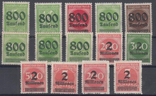 301 - Deutsches Reich Infla Nr. 301 - 312 mit 309 B + 312 B 